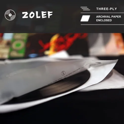 Vista 4 de Fundas interiores de vinilo de 12 pulgadas, paquete de 50 unidades, más gruesas, 3 capas, antiestático, estilo maestro, con papel de arroz