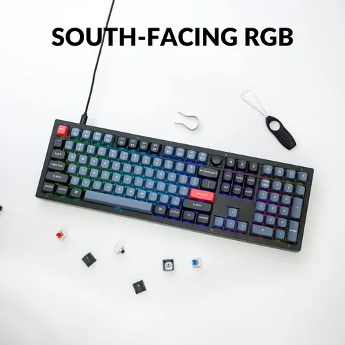 Vista 6 de Keychron V6 - Perilla de teclado mecánico personalizado con cable, versión QMKVIA de tamaño completo programable con interruptor rojo Keychron K Pro