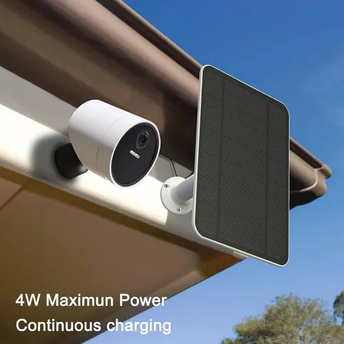 Vista 5 de Panel solar de 4 W compatible con cámara SimpliSafe para exteriores, incluye soporte de pared seguro, IP65 resistente a la intemperie, cable
