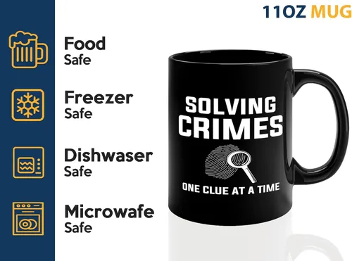 Vista 4 de Taza de café de detective de 11 onzas, color negro, resolución de crímenes, uno, oficial de policía, policía, patrulla, detective, policía, policía