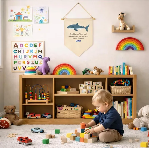 Vista 7 de Decoración de animales marinos, letrero de bandera del océano, regalo para bebés, niños y niñas, banderines para decoración de pared, regalo