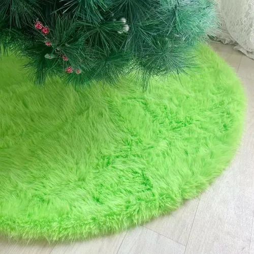 Vista 14 de Falda de Árbol de Navidad de 24 Pulgadas - Falda de Árbol de Piel Sintética Esponjosa Beige Blanca, Decoración Navideña de Felpa de Color Toka