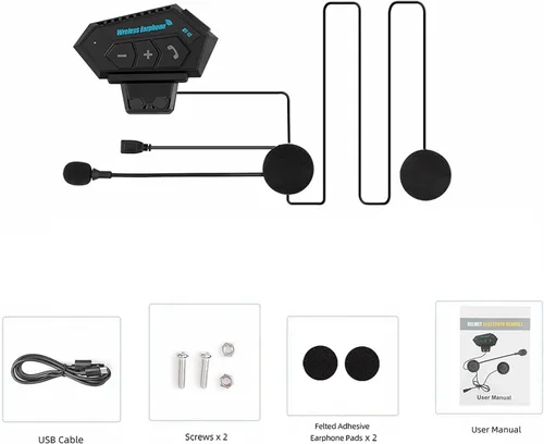 Vista 7 de Auriculares para Casco de Motocicleta Headset Estéreo Bluetooth Auriculares Inalámbricos Manos Libres Micrófono Auriculares Reproductor de Música
