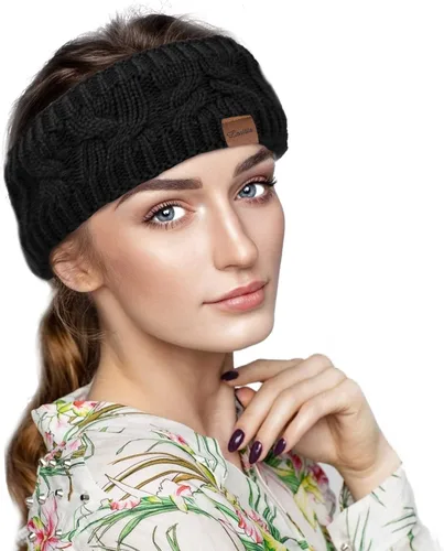 Vista 5 de Loritta Diademas para mujer con forro polar de punto trenzado cálido y mullido para invierno
