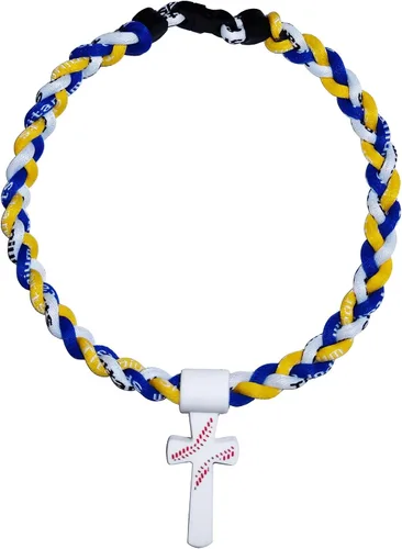 Vista 18 de Collar de cuerda de béisbol con cruz de silicona