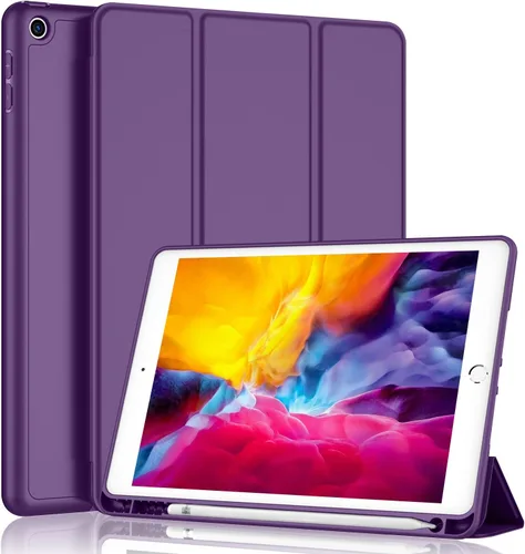 Vista 13 de iMieet Funda para iPad 9.7 (modelo 2018/2017, 6ª/5ª generación), funda inteligente con soporte para lápiz y parte trasera de silicona suave de piel