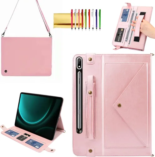 Vista 72 de Bolso Funda para Samsung Galaxy Tab S10 FE/S9 FE 10.9"/S9/S8/S7 11", Techcircle Folio con Soporte Cruzado, Billetera con Ranura para Lápiz S Pen