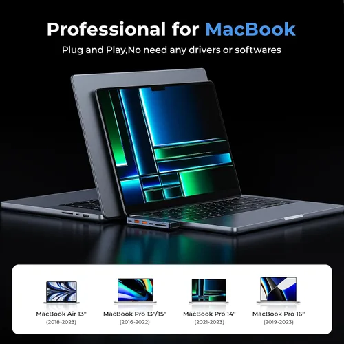 Vista 7 de RayCue Adaptador USB C para MacBook Pro/Air M1 M2 2023 2022 2021 13" 15" 16", accesorios 6 en 2 MacBook Pro con 10Gbps 2* USB 3.2, transferencia