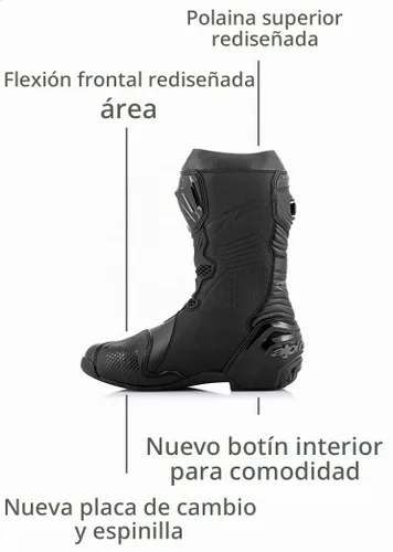 Vista 3 de Botas de carreras para motocicleta Alpinestars Supertech R, certificadas CE de alto rendimiento Negro