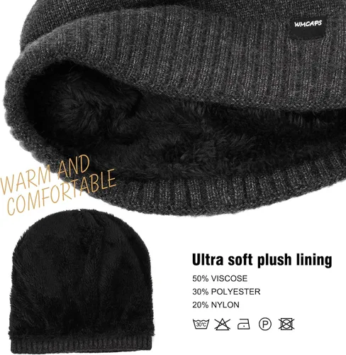 Vista 3 de Wmcaps Gorro de invierno para hombres y mujeres, forro polar, suave, cálido, calavera