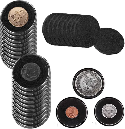 Vista 9 de 20 cápsulas de monedas de 1.81 pulgadas con 6 tamaños de juntas de espuma para colección de monedas, monedas de plata americana Eagle Liberty, medio