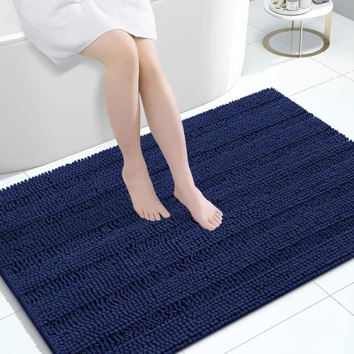 Vista 48 de Grandaily Alfombras de baño de felpilla a rayas de 24 x 16 pulgadas, extra gruesas y suaves, absorbentes, parte trasera de goma, alfombra de ducha