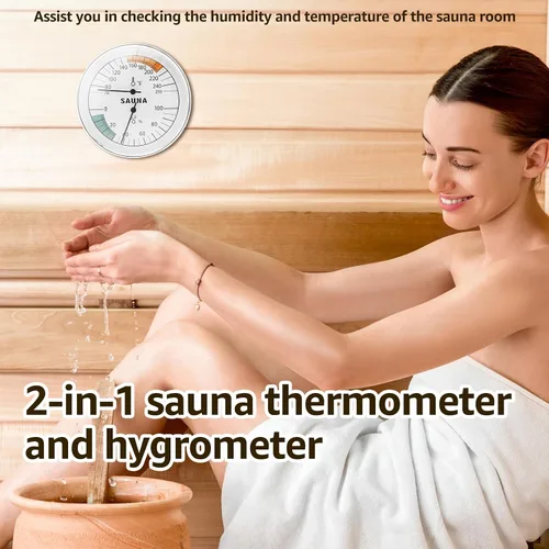 Vista 2 de Termómetro e higrómetro de sauna preciso, medidor de temperatura de sauna versátil para interiores, monitor de humedad para el hogar, sala de sauna
