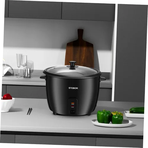 Vista 6 de Lurrose Arrocera eléctrica con tapa transparente, olla portátil para estofado doméstico para sopa de gachas de arroz, sopa y vaporera, enchufe