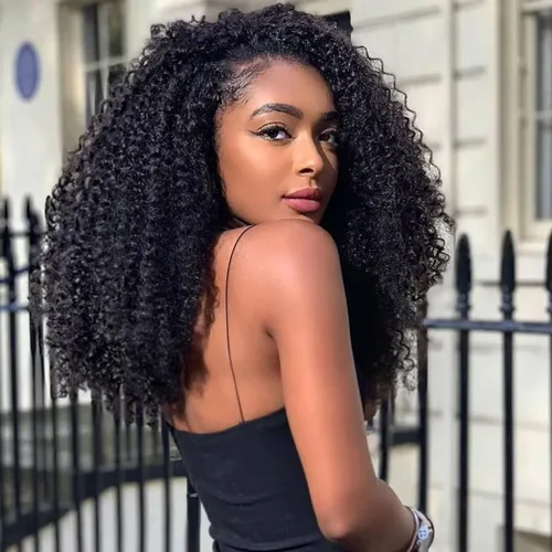 Vista 22 de Peluca de cabello humano rizado afro de 13 x 4 HD, pelucas de encaje frontal HD de 200 de densidad, sin pegamento, pelucas de cabello humano Natural