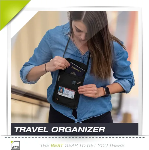 Vista 7 de Lewis N. Clark cartera de bloqueo RFID para Cuello), 1267BLK