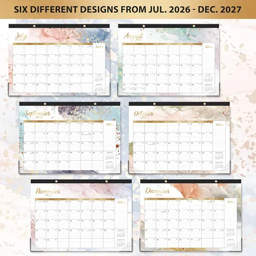 Vista 7 de Calendario de escritorio 2026-2027 – Calendario 2026-2027 de julio de 2026 a diciembre de 2027, 17 x 12 pulgadas, calendario de pared/escritorio