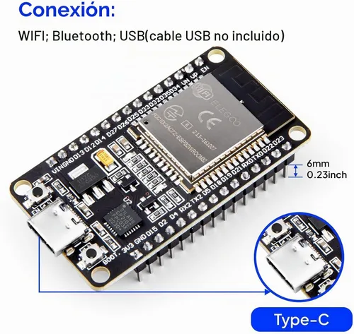 Vista 3 de ELEGOO 3PCS ESP-32 Dev Boards, ESP-WROOM-32, USB-C, WiFi Bluetooth 4.2