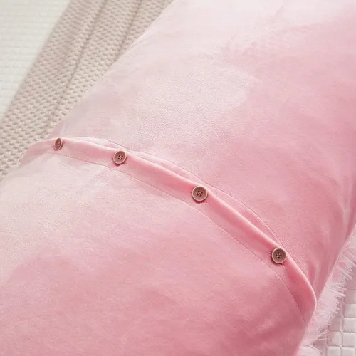 Vista 5 de Funda de Almohada Corporal de Piel Sintética Peluda y Esponjosa 21"x54" Cierre de Botón Fundas de Almohada de Terciopelo Funda de Almohada Corporal