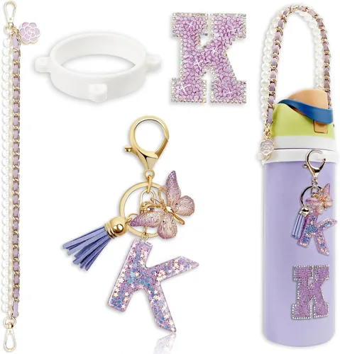 Vista 20 de Letter Handle Strap Accessories with Cute Initial Charm Compatible with Owala Water Bottle 24oz 32oz 40oz Owala Kids