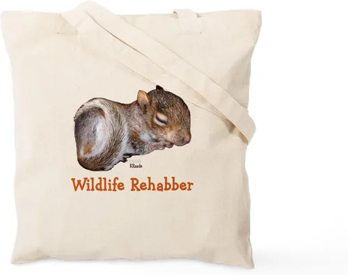 Vista 3 de CafePress Bolsa de compras de lona beige natural reutilizable para rehabilitación de ardillas