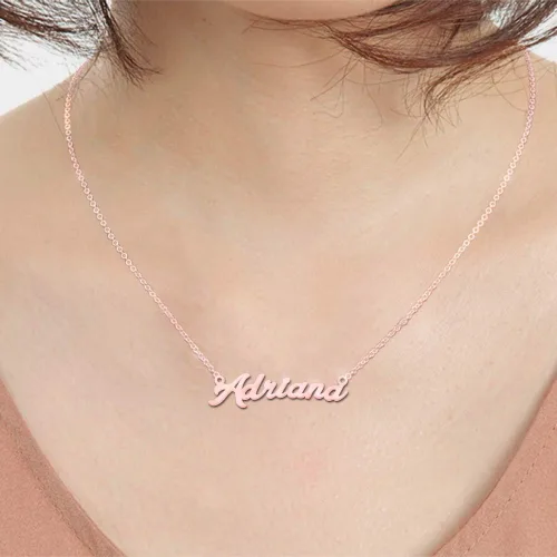 Vista 2 de Collar de oro rosa personalizado con nombre, regalo para mujer, niña, parejas