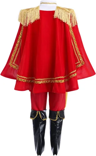 Vista 3 de IWEMEK Disfraz de príncipe encantador para niños disfraz de príncipe real medieval disfraz de príncipe real fiesta de cosplay disfraces de Halloween