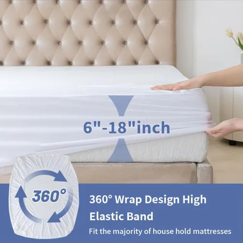 Vista 4 de Protector de colchón individual - Funda de colchón suave 100% impermeable y refrescante (39 x 80 pulgadas) Tamaño de cama suave, transpirable