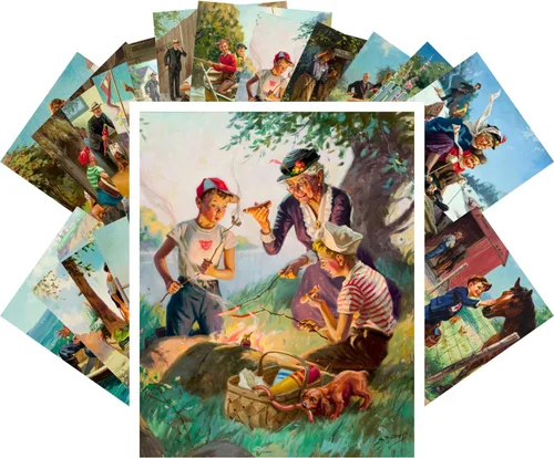 Vista 12 de PIXILUV Postales vintage 24 unids American Life Fifties Vintage Magazine Illustration Family Magazine Covers