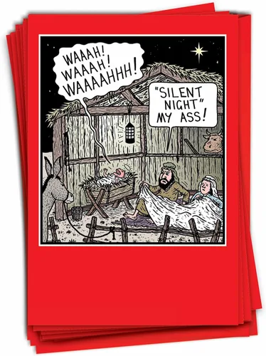 Vista 9 de NobleWorks 12 Divertidas Tarjetas de Felicitación de Navidad en Caja a Granel con Sobres de 5 x 7 Pulgadas (1 Diseño, 12 de Cada Una) Santa's Senior