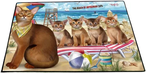 Vista 9 de Doggie of the Day Abyssinian Cats Floor Mat - Happy Fall Y'all Pumpkin - Best Dog Doormat - Protector Decor - Unique Portrait Art - Premium Quality
