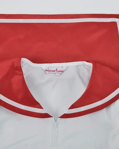 Vista 6 de miccostumes Disfraz de cosplay rojo marinero para mujer, blanco y rojo