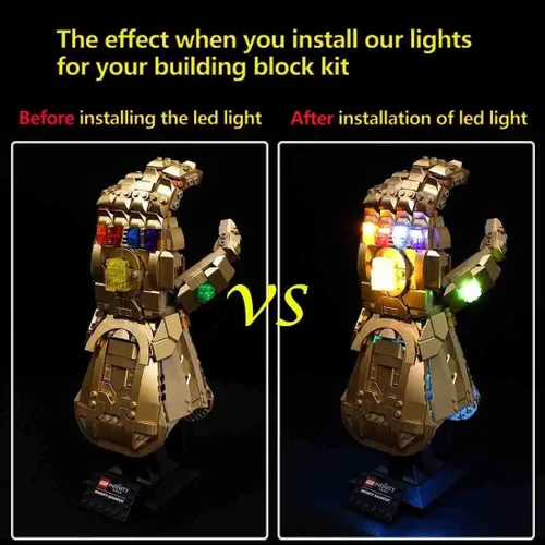 Vista 3 de Kyglaring Kit de iluminación LED (sin modelo) diseñado para Lego Infinity Gauntlet 76191 Thanos Juego de construcción de modelo de guantelete