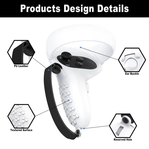 Vista 3 de Gwyoneaon Protective Cover for OculusMeta Quest 2 Accessories, Silicone Controllers Grip Cover Protector, Soft Shell Skin with Face Cover and Lens