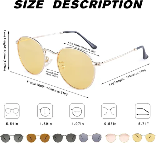Vista 3 de Pro Acme Gafas de sol polarizadas de metal redondas pequeñas para mujer, estilo retro