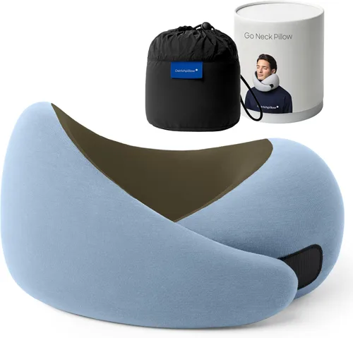 Vista 17 de Ostrichpillow Go Almohada Cervical, Almohadas de Viaje para Aviones, Almohada de Viaje de Espuma Viscoelástica Premium, Diseño Ergonómico 360º