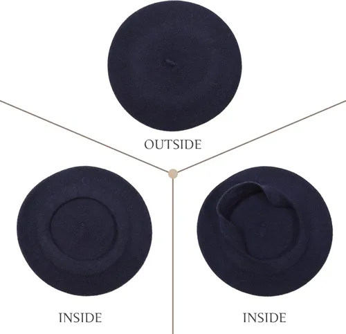 Vista 79 de Boina de lana francesa para mujer, gorra de invierno clásica de color sólido