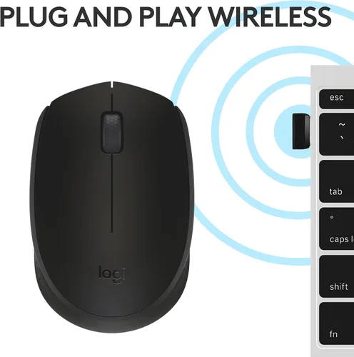 Vista 6 de Logitech M170 ratón inalámbrico para PC, Mac, portátil, 2.4 GHz con receptor USB Mini, seguimiento óptico, vida útil de la batería de 12 meses