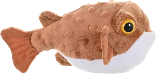 Vista 3 de Wild Republic Pufferfish, Cuddlekins Mini, animal de peluche, 8 pulgadas, regalo para niños, juguete de peluche, botellas de agua recicladas