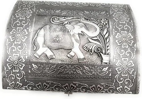 Vista 2 de Artist Unknown - Cofre de aluminio Oduduwa - Vintage, plata, 8.5 pulgadas