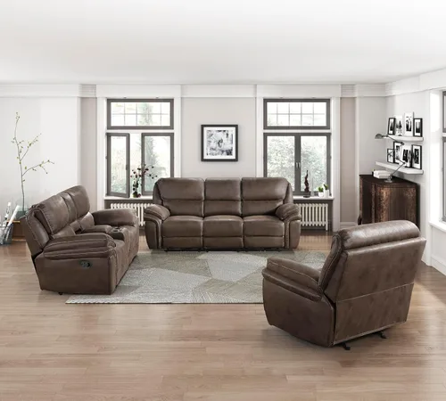 Vista 19 de Lexicon Sofá reclinable doble manual, sofá reclinable de pared de microfibra pulida para comodidad de la sala de estar, asientos de espuma sobre