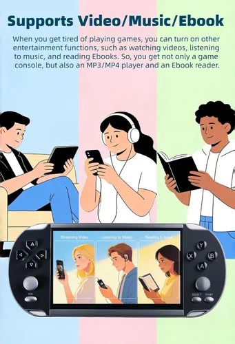 Vista 5 de JXD Consola de videojuegos multifuncional de 5.1 pulgadas 4000 juegos retro gratuitos Consola de juegos portátil de bolsillo para niños Jugador