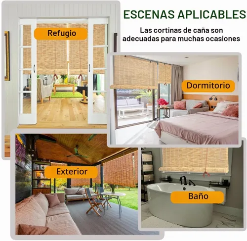 Vista 6 de Persianas de bambú para exteriores, persiana enrollable, persianas de bambú para ventanas de interior, persianas de bambú personalizadas, cortina