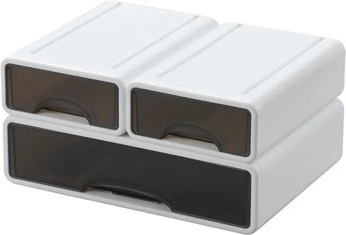 Vista 8 de Cajones de escritorio blancos para papel, cajones de almacenamiento de oficina apilables para escritorio, organizador de manualidades y contenedores