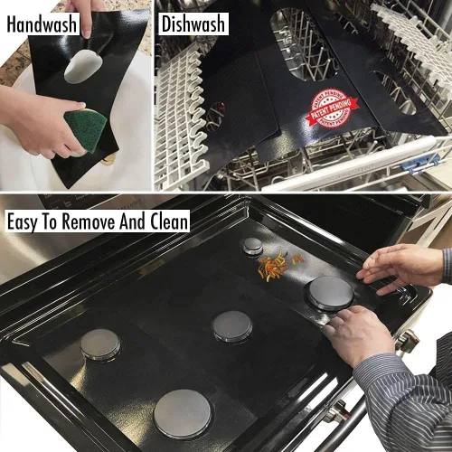 Vista 8 de Protectores de estufa Premium Plus para cocina KitchenAid modelo KFGG500ESS, corte personalizado, forro de estufa fácil de limpiar, fabricado