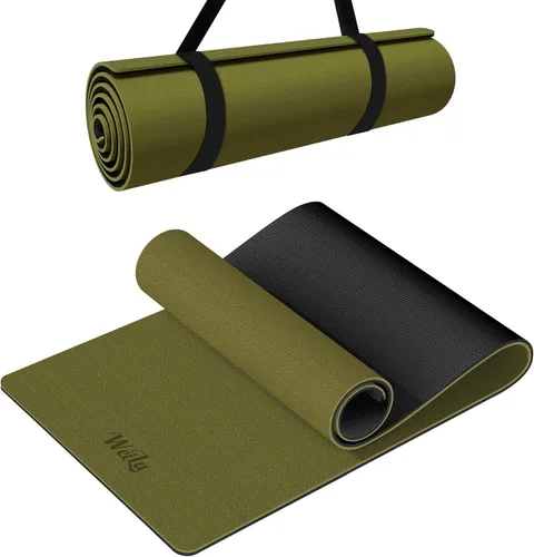 Vista 10 de Tapete de yoga antideslizante de TPE para mujeres y hombres, tapete de entrenamiento de doble cara de 72 x 24 pulgadas para gimnasio en casa
