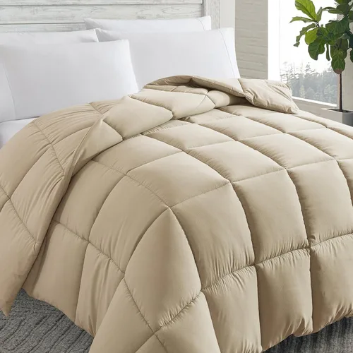 Vista 15 de Cosybay - Edredón con relleno alternativo y acolchado suave, para todas las estaciones, inserto de colcha con pestañas en las esquinas, 88x92 Verde