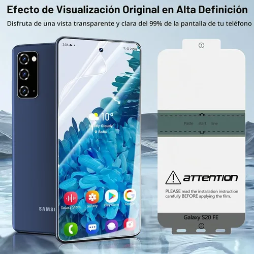Vista 6 de Rayboen Funda para Samsung Galaxy S20 FE con 2 protectores de pantalla suaves, transparente y antiarañazos, parte trasera de policarbonato duro 1