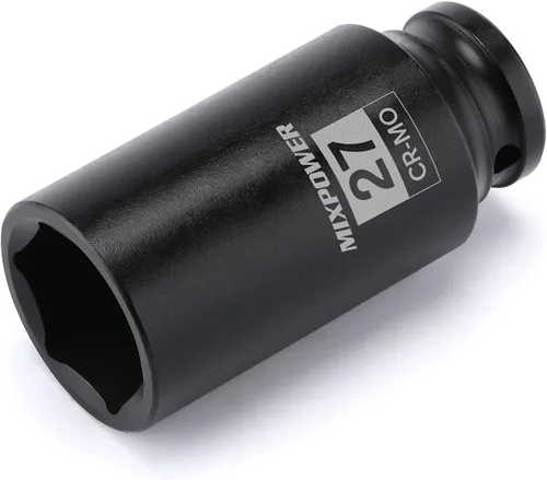 Vista 25 de Zócalo de impacto poco profundo de 1/2", CR-MO, 1-1/4", 6 puntos, diseño de esquina de radio, tuerca de eje de grado de impacto para fácil extracción
