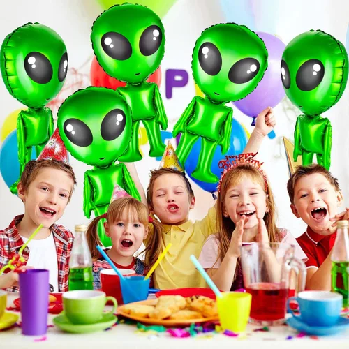 Vista 7 de 8 globos inflables de alienígena verde de 32 pulgadas